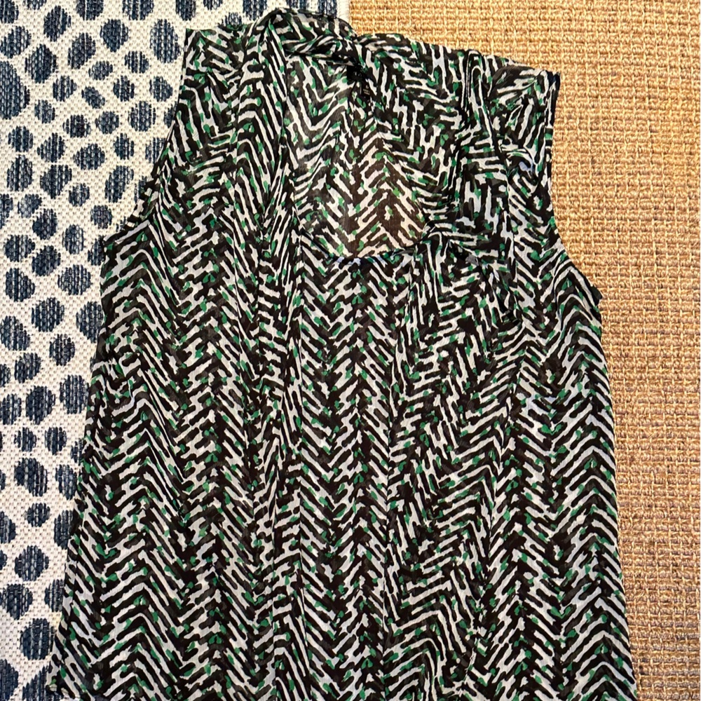Talbots sleeveless print dress with bow